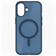 Blue translucent iPhone 17 case with a large cutout and MagSafe ring.