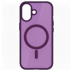 purple translucent iPhone 17 case with a large cutout and MagSafe ring.