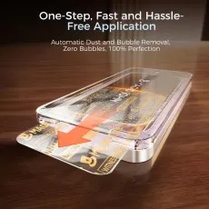 iPhone 16 Pro Max screen protector kit promises one-step, fast, and bubble-free installation.