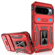 Red Ring Armour case for Pixel 9 with sliding camera shutter and ring stand.
