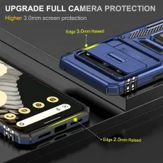 Shockproof blue case for Pixel 8 featuring a slide lens cover and magnetic.