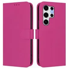Genuine leather Samsung Galaxy S26 case in pink with a soft-touch finish.
