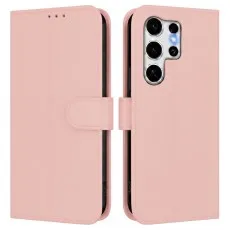 Genuine leather Samsung Galaxy S26 case in rose with a soft-touch finish.