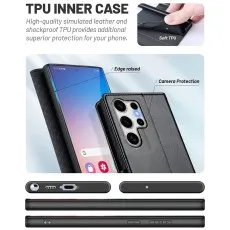 Shockproof TPU inner case for Samsung S26 with high-quality simulated leather exterior.