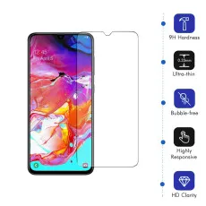 Samsung A70 Screen Protector Bubble Clear Tempered Glass Scratch Resistant- (2 Pack)