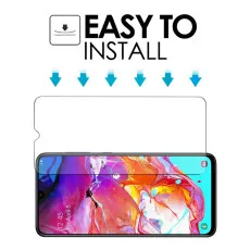 Samsung A70 Screen Protector Bubble Clear Tempered Glass Scratch Resistant- (2 Pack)