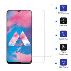 Screen Protector for Samsung M30 Tempered Glass Scratch Resistant, 9H Hardness, High Transparency - (2 Pack)