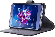 Huawei P8 Lite Case Wallet (2015) Leather Magnetic Flip Stand Cover Black