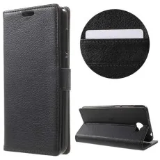 Huawei Y6 II Black Leather Wallet Case with Stand & Magnet