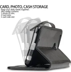 Huawei Honor 8 Pro Black PU Leather Wallet Case with Stand & Magnet