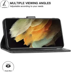 Samsung Galaxy S21 Ultra Synthetic Leather Case - Flip Stand Wallet Cover