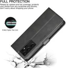 Samsung Galaxy S21 Ultra Synthetic Leather Case - Flip Stand Wallet Cover