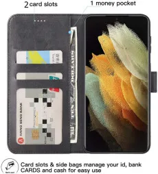 Samsung Galaxy S21 Ultra Synthetic Leather Case - Flip Stand Wallet Cover