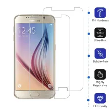 Samsung S6 Screen Protector Bubble Clear Tempered Glass 9H Hardness, High Transparency, Dust-Free- (2 Pack)