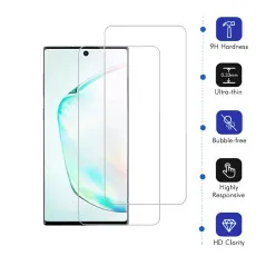 Samsung Note10 Screen Protector Tempered Glass Oleophobic Coating, Crystal Clear, Ultra Thin- (2 Pack)