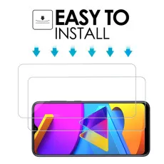 Samsung M10s Screen Protector Tempered Glass Oleophobic Coating, Crystal Clear, Ultra Thin - (2 Pack)