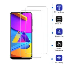 Samsung M10s Screen Protector Tempered Glass Oleophobic Coating, Crystal Clear, Ultra Thin - (2 Pack)