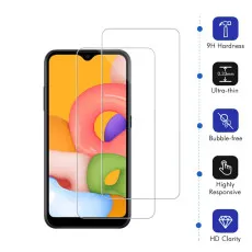 Screen Protector For Samsung M01 Tempered Glass Oleophobic Coating, Crystal Clear, Ultra Thin, Scratch Resistant Bubble Free - (2 Pack)