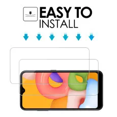 Screen Protector For Samsung M01 Tempered Glass Oleophobic Coating, Crystal Clear, Ultra Thin, Scratch Resistant Bubble Free - (2 Pack)