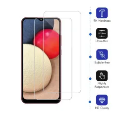 Screen Protector for Samsung M02s Tempered Glass Scratch Resistant, 9H Hardness, High Transparency, Dust-Free - (2 Pack)