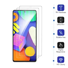 Screen Protector For Samsung F62 Scratch Resistant Tempered Glass Ultra Thin Crystal Clear - (2 Pack)