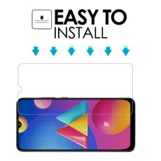 Samsung F02s Screen Protector UK Bubble Clear Tempered Glass High Transparency, Dust-Free - (2 Pack)