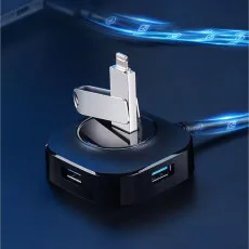 4-Port USB 2.0 Hub Round Mini Splitter – Hi-Speed Data Sync for PC & Laptop UK