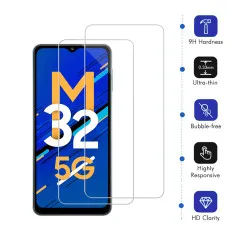 Samsung M32 5G Screen Protector Tempered Glass Ultra Thin, Scratch Resistant, 9H Hardness, High Transparency - (2 Pack)