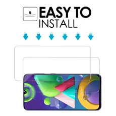 Tempered Glass for Samsung M21 2021 Screen Protector Bubble Free Oleophobic Coating, Crystal Clear, Ultra Thin - (2 Pack)