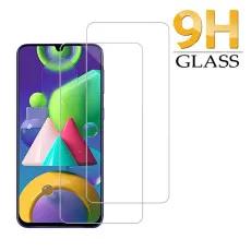 Tempered Glass for Samsung M21 2021 Screen Protector Bubble Free Oleophobic Coating, Crystal Clear, Ultra Thin - (2 Pack)