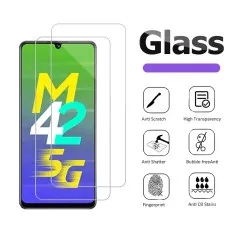 Samsung M42 5G Tempered Glass Screen Protector Oleophobic Coating, Crystal Clear, High Transparency, Dust-Free - (2 Pack)