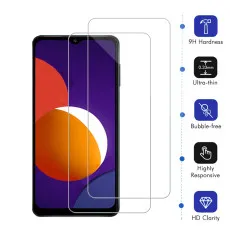 Samsung M12 Screen Protector Tempered Glass Crystal Clear, Ultra Thin, Scratch Resistant, 9H Hardness - (2 Pack)