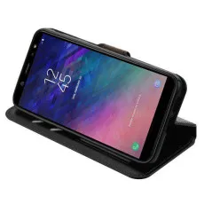 Samsung Galaxy A6 Leather Phone Case – Magnetic Flip Stand Cover