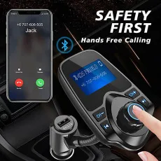 Universal FM Transmitter for Car – Bluetooth Handsfree, MP3, and Dual USB Charger