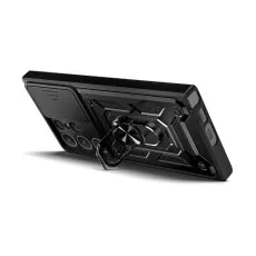 Samsung S23 Ring Case with Slide Camera Cover Heavy Duty Shockproof Protective Case Cover-Black