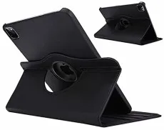 iPad Pro 12.9 Case 5th Gen 2021 Black Leather Cover With 360 Rotaing Stand