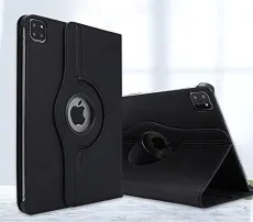 iPad Pro 12.9 Case 5th Gen 2021 Black Leather Cover With 360 Rotaing Stand
