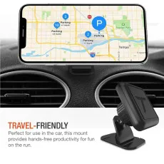Magnetic Car Phone Holder Dash Car Mount Desk Stand, Stick-on Dashboard 3M-Adhesive Bendable Base and Metal Plate Included