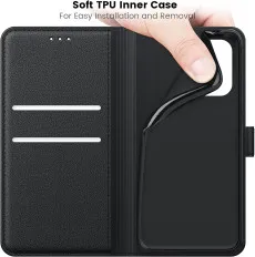 Case For Nokia G11 (2022) Leather Flip Book Magnetic Case Cover - Black