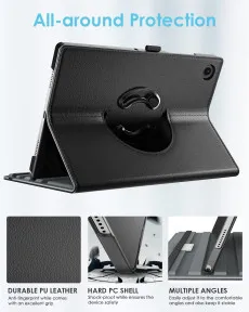 Samsung Galaxy Tab A 10.5 Case UK Rotating 360 Swivel Stand Cover X200/X205 (Black)
