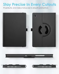 Samsung Galaxy Tab A 10.5 Case UK Rotating 360 Swivel Stand Cover X200/X205 (Black)