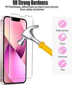 (2Pack) iPhone 13 Screen Protector Tempered Glass Bubble Free, Easy Installation