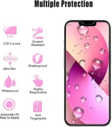 (2Pack) iPhone 13 Screen Protector Tempered Glass Bubble Free, Easy Installation