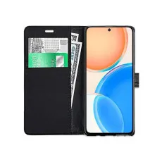 Huawei Honor X8 Case Leather Book Flip Wallet Cover with Card Slots (BLACK)