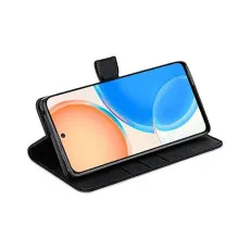 Huawei Honor X8 Case Leather Book Flip Wallet Cover with Card Slots (BLACK)