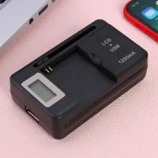 Universal Battery Charger UK 3 Pin Plug with USB Charging Port LCD Display
