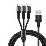 3 in 1 Charging Cable Multi USB Phone Charger Cable For iPhone Android Charging Sync Braided UK