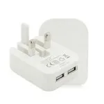 Dual USB Charger Plug 3-Pin Folding Mains 5V/2.1A Fast Charging Adapter