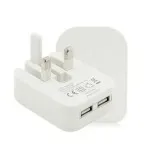 Dual USB Charger Plug 3-Pin Folding Mains 5V/2.1A Fast Charging Adapter