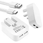 Dual USB Charger Plug 3-Pin Folding Mains 5V/2.1A Fast Charging Adapter